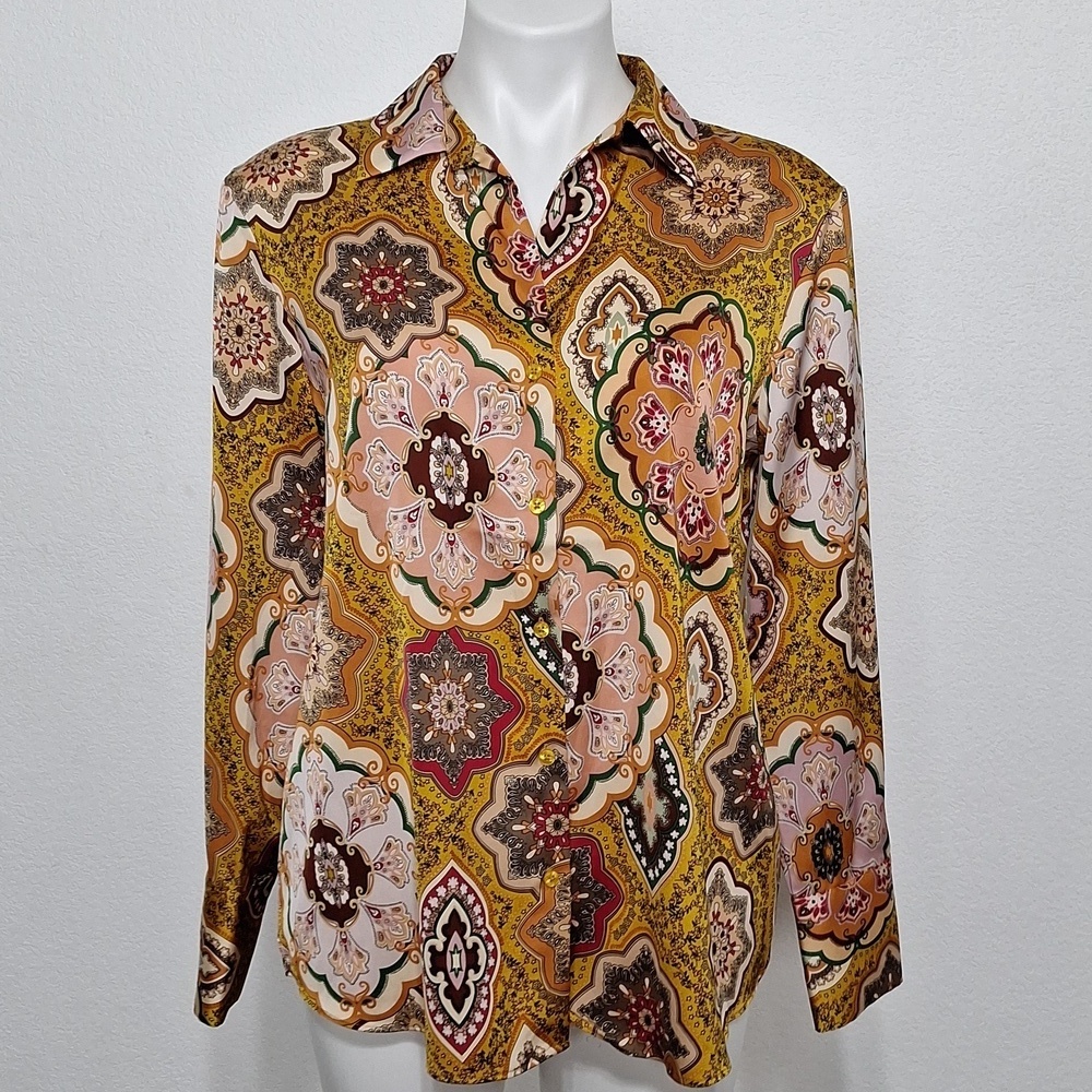 Maison D'Amelie Multicolored Bohemian Floral Paisley Retro Button Down Shirt S